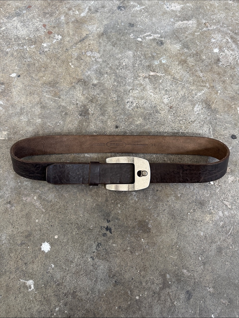 Dark Brown Leather Belt with Silver Buckle